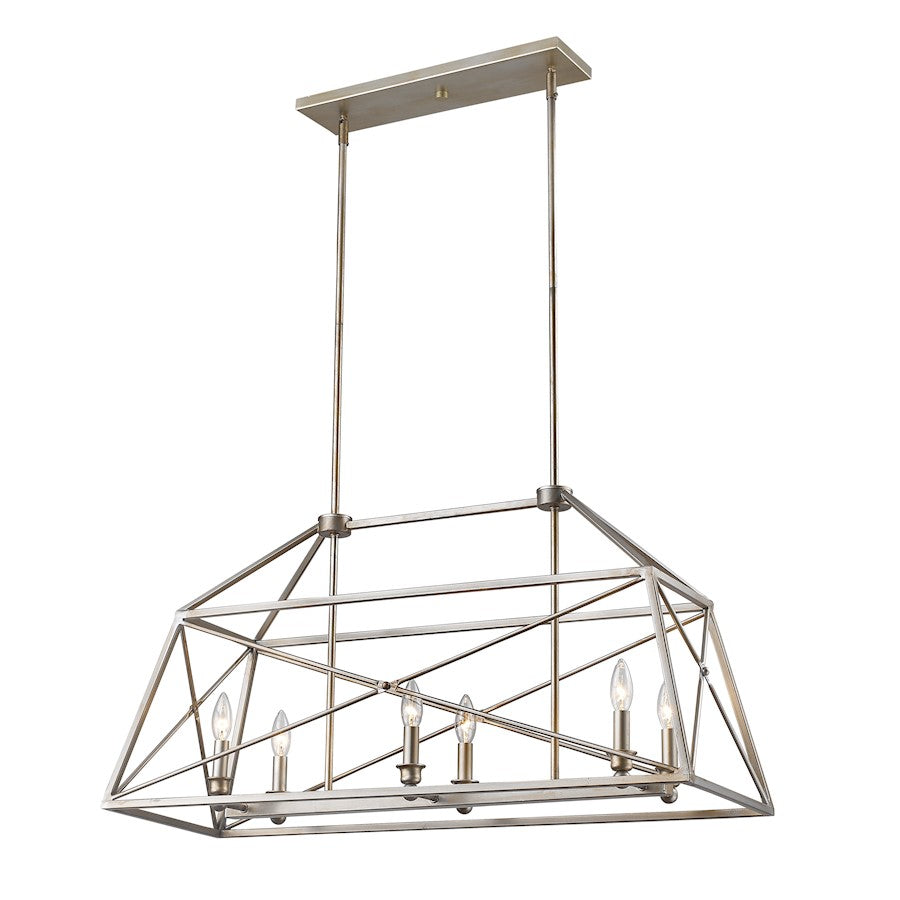 Z-Lite Tressle 6 Light Pendant, Antique Silver, Antique Silver - 447-36AS