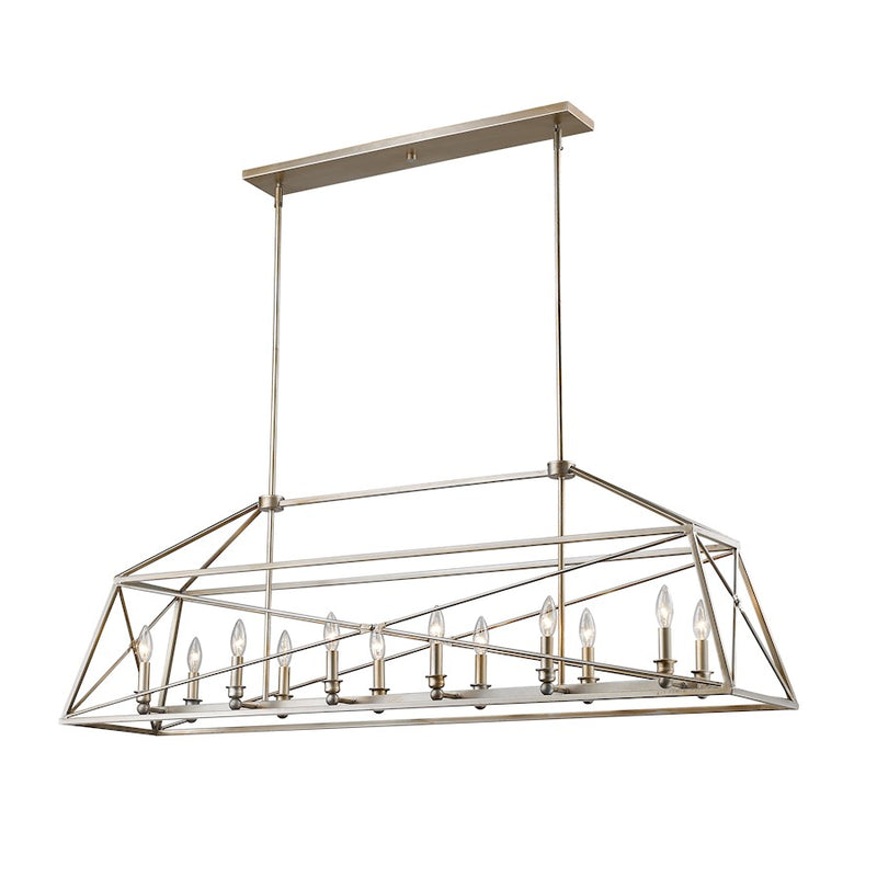 Z-Lite Tressle 12 Light Pendant, 56x12x17.75", Antique Silver, Antique Silver - 447-56AS