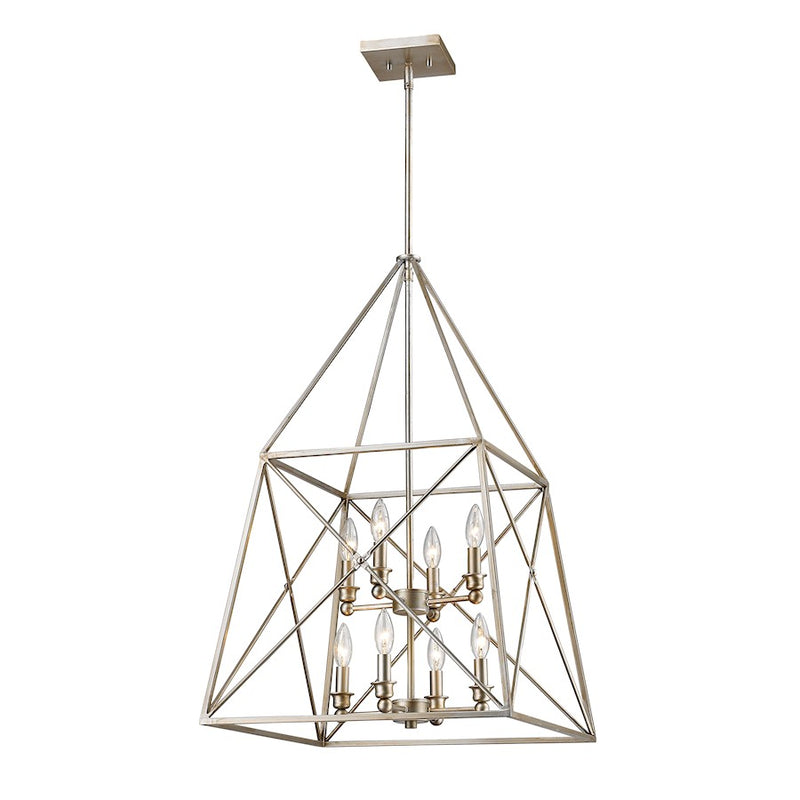 Z-Lite Tressle 8 Light Pendant, 20x20x31.75", Antique Silver, Antique Silver - 447-8AS