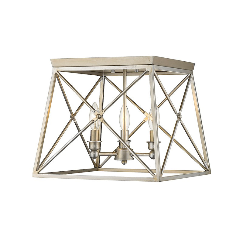 Z-Lite Trestle 3 Light Large Flush Mount, Antique Silver - 447F14-AS