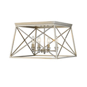 Z-Lite Trestle 4 Light Flush Mount, Antique Silver - 447F18-AS
