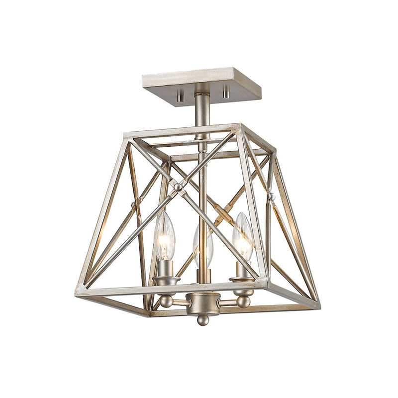 Z-Lite Tressle 3 Light Semi-Flush, Antique Silver, Antique Silver - 447SF-AS
