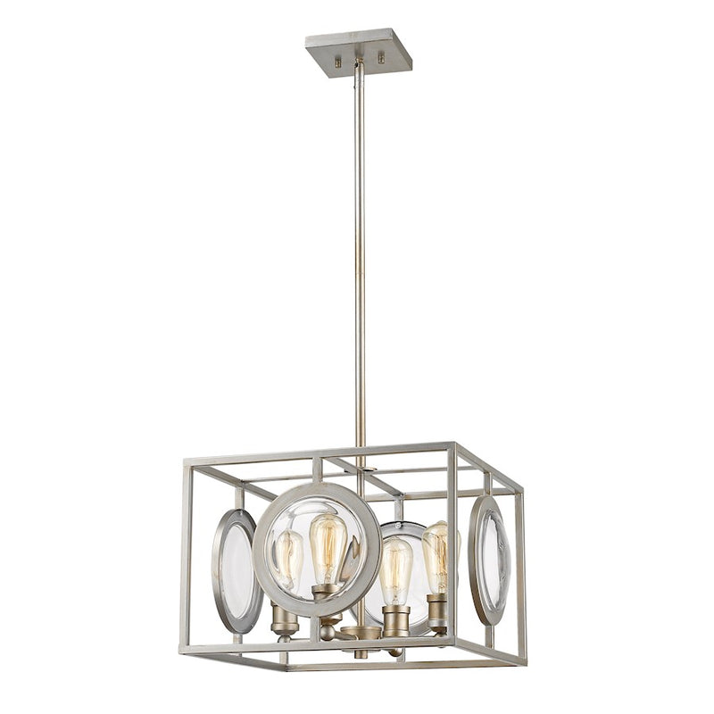 Z-Lite Port 4 Light Pendant, 17.75x17.75x11", Antique Silver, Antique Silver - 448-16AS