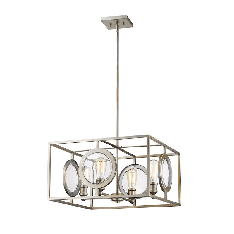 Z-Lite Port 4 Light Pendant, 21.75x21.75x11", Antique Silver, Antique Silver - 448-20AS