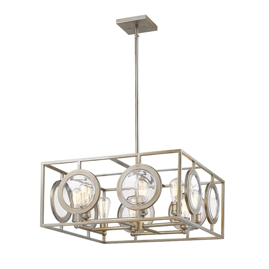 Z-Lite Port 8 Light Pendant, Antique Silver, Antique Silver - 448-24AS