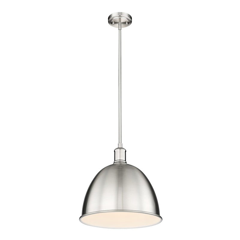 Z-Lite Sawyer 1 Light 12.5" Pendant, Brushed Nickel/Brushed Nickel