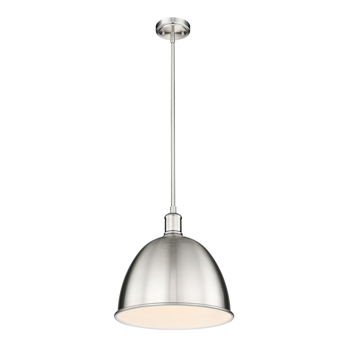 Z-Lite Sawyer 1 Light 12.5" Pendant, Brushed Nickel/Brushed Nickel