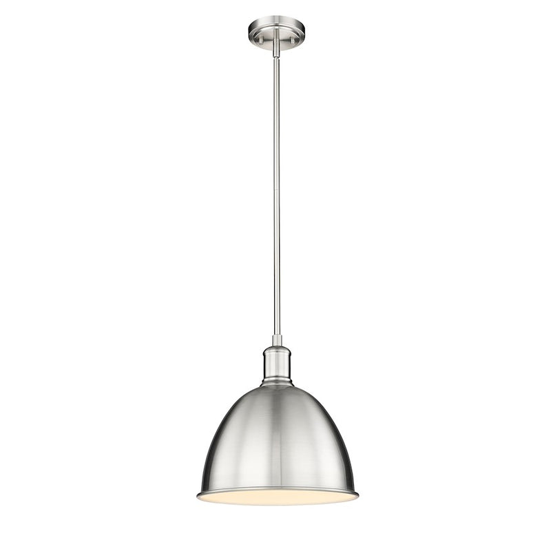 Z-Lite Sawyer 1 Light 12.5" Pendant, Brushed Nickel/Brushed Nickel