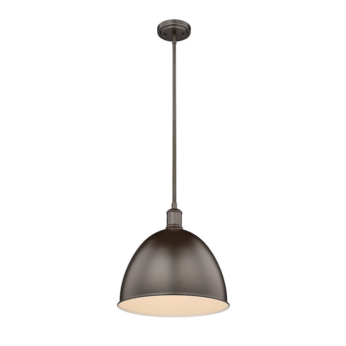 Z-Lite Sawyer 1 Light 12.5" Pendant, Bronze/Bronze