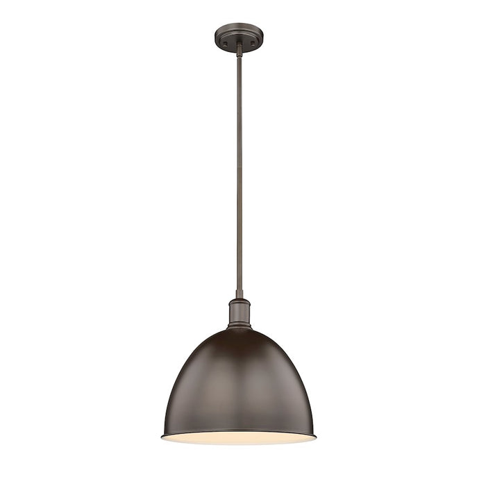 Z-Lite Sawyer 1 Light 12.5" Pendant, Bronze/Bronze