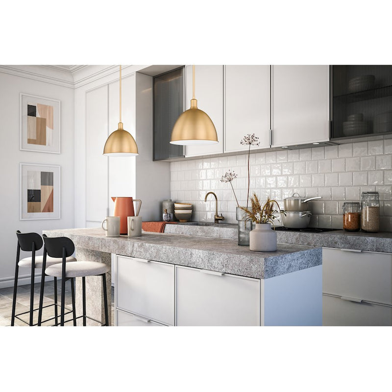 Z-Lite Sawyer 1 Light 12.5" Pendant, Classic Brass/Classic Brass