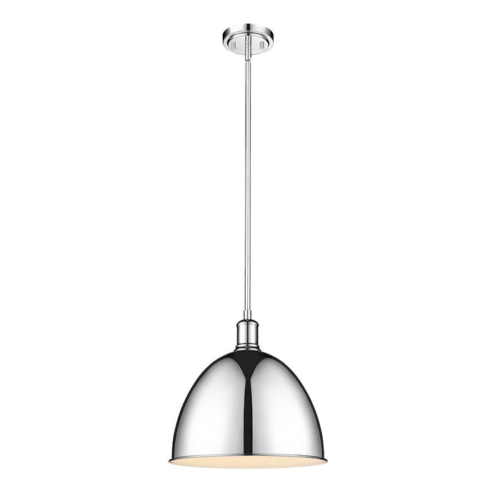 Z-Lite Sawyer 1 Light 12.5" Pendant, Chrome/Chrome