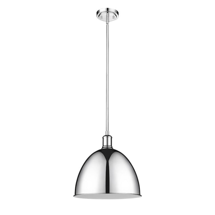 Z-Lite Sawyer 1 Light 12.5" Pendant, Chrome/Chrome