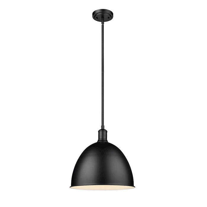 Z-Lite Sawyer 1 Light 12.5" Pendant, Matte Black/Matte Black