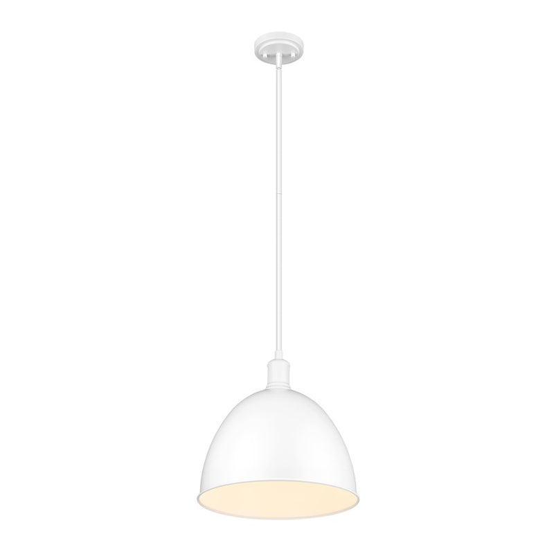 Z-Lite Sawyer 1 Light 12.5" Pendant, Satin White/Satin White