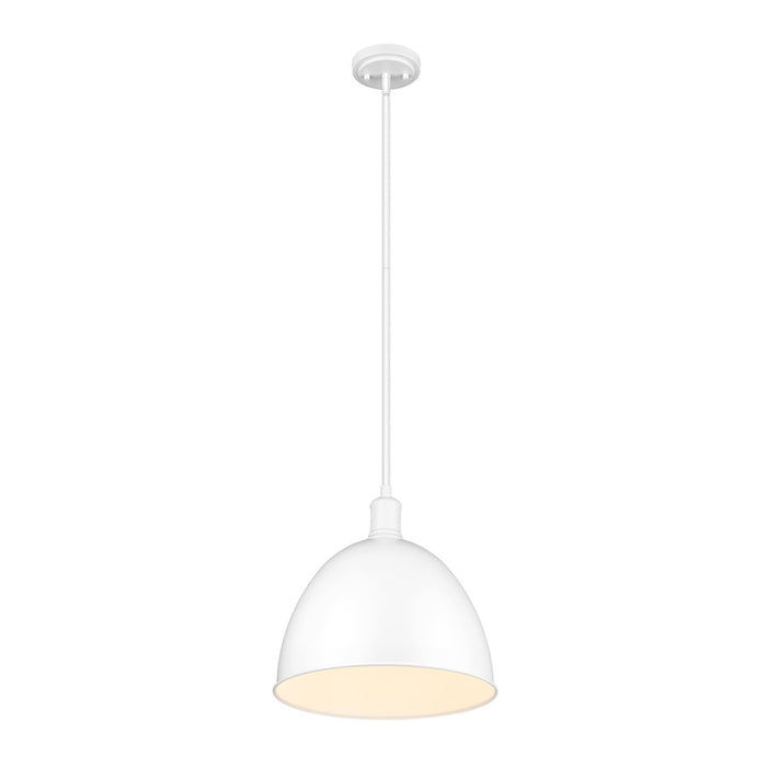Z-Lite Sawyer 1 Light 12.5" Pendant, Satin White/Satin White