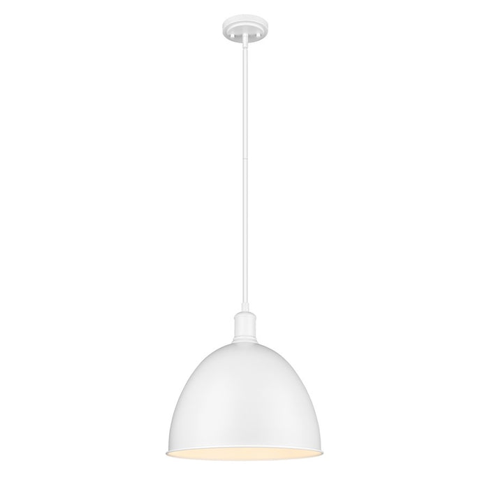 Z-Lite Sawyer 1 Light 12.5" Pendant, Satin White/Satin White