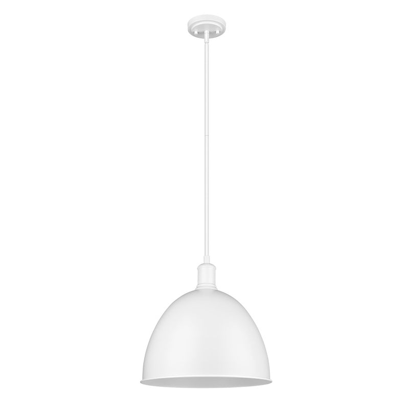 Z-Lite Sawyer 1 Light 12.5" Pendant, Satin White/Satin White