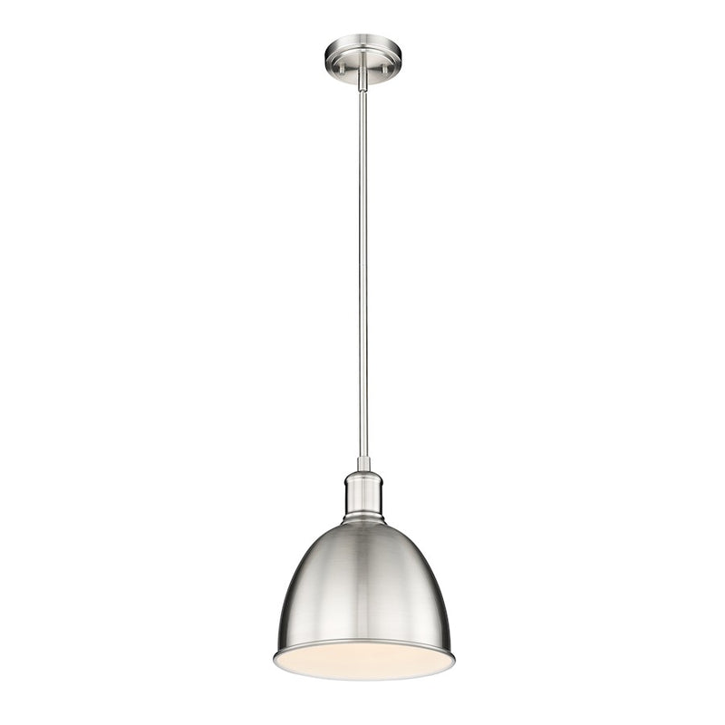 Z-Lite Sawyer 1 Light 10" Pendant, Brushed Nickel/Brushed Nickel