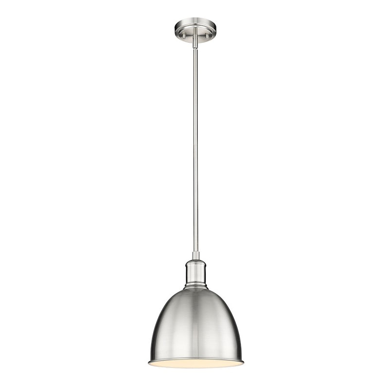 Z-Lite Sawyer 1 Light 10" Pendant, Brushed Nickel/Brushed Nickel