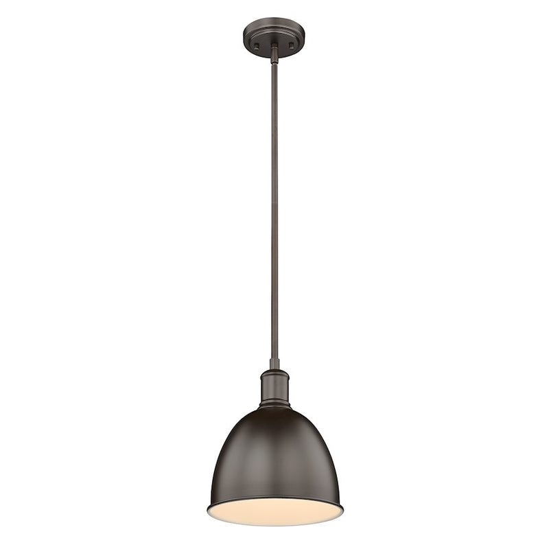 Z-Lite Sawyer 1 Light 10" Pendant, Bronze/Bronze