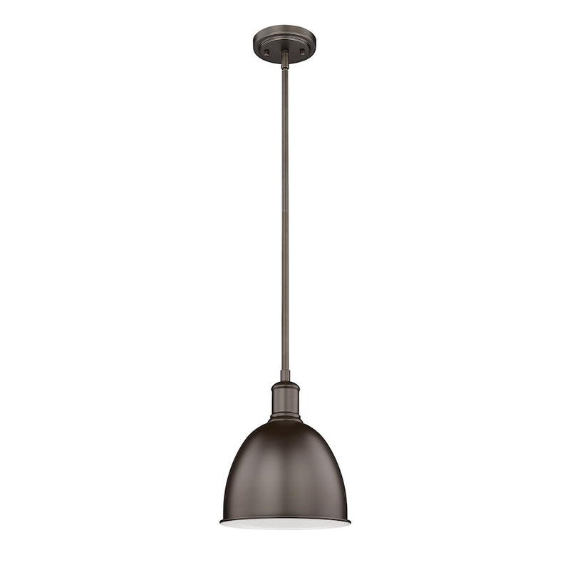 Z-Lite Sawyer 1 Light 10" Pendant, Bronze/Bronze