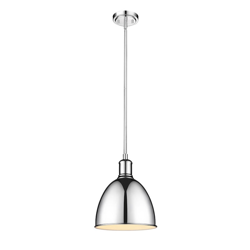 Z-Lite Sawyer 1 Light 10" Pendant, Chrome/Chrome