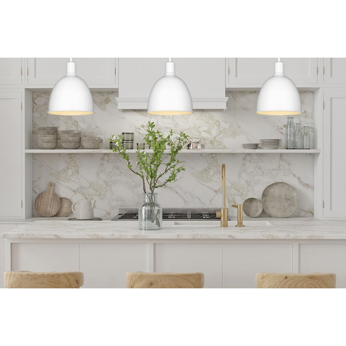 Z-Lite Sawyer 1 Light 10" Pendant, Satin White/Satin White