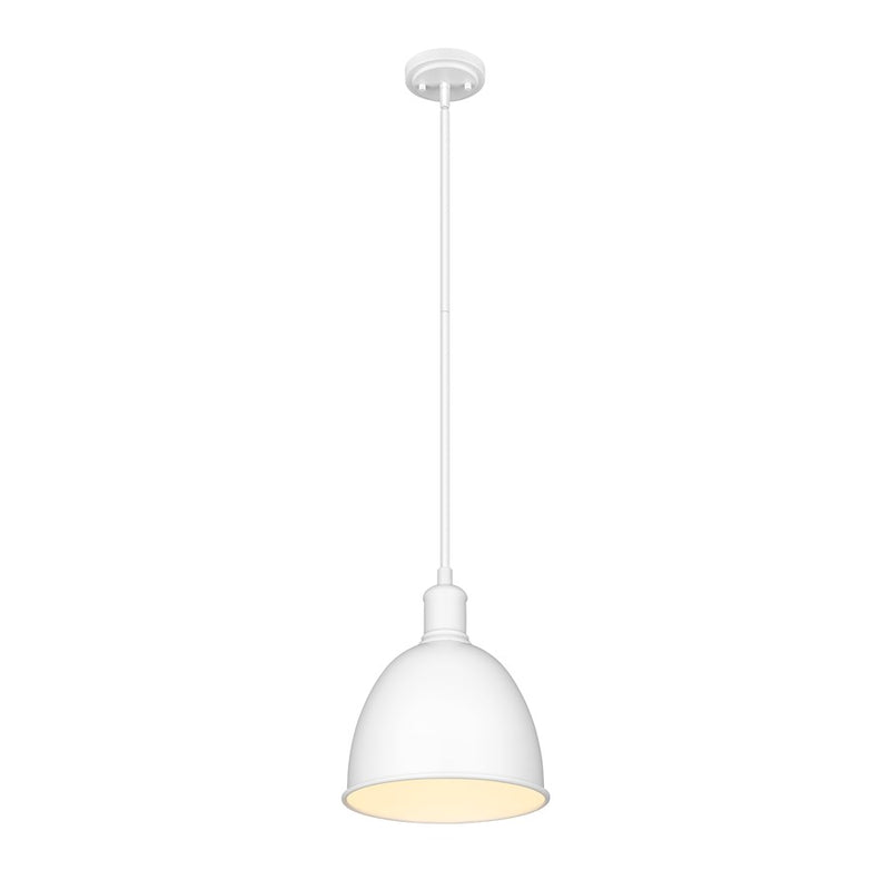 Z-Lite Sawyer 1 Light 10" Pendant, Satin White/Satin White