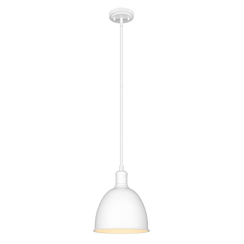 Z-Lite Sawyer 1 Light 10" Pendant, Satin White/Satin White