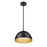 Z-Lite Vega 1 Light 12" Pendant, Matte Black/Matte Black/Gold