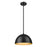 Z-Lite Vega 1 Light 12" Pendant, Matte Black/Matte Black/Gold