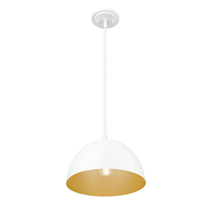 Z-Lite Vega 1 Light 12" Pendant, Matte White/Matte White/Gold