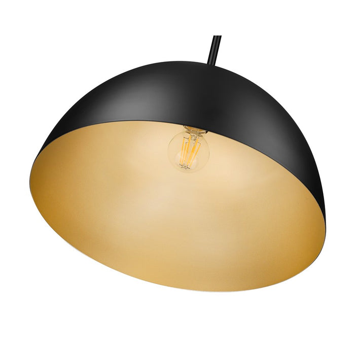 Z-Lite Vega 1 Light 16" Pendant, Matte Black/Matte Black/Gold