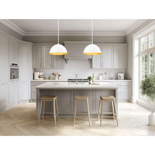 Z-Lite Vega 1 Light 16" Pendant, Matte White/Matte White/Gold