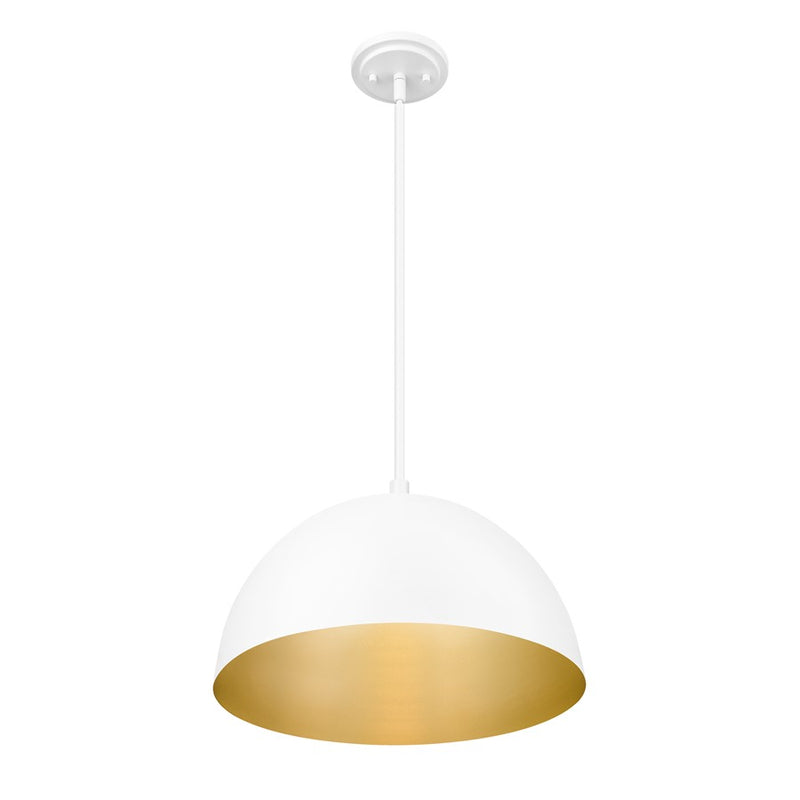 Z-Lite Vega 1 Light 16" Pendant, Matte White/Matte White/Gold
