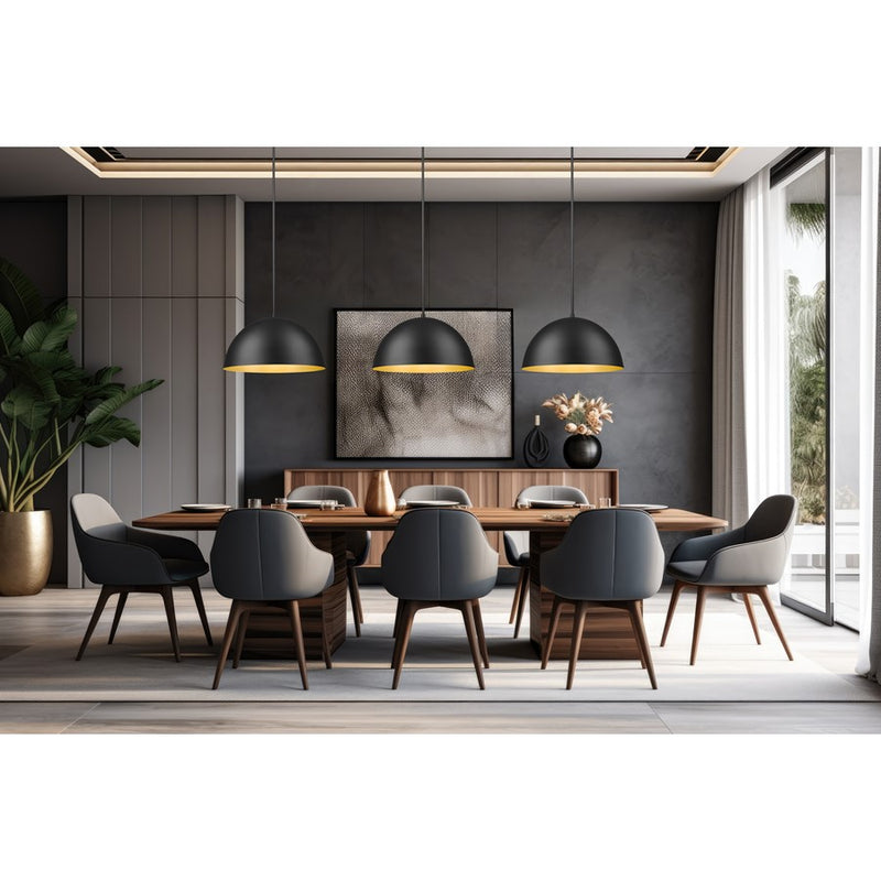 Z-Lite Vega 3 Light 24" Pendant, Matte Black/Matte Black/Gold