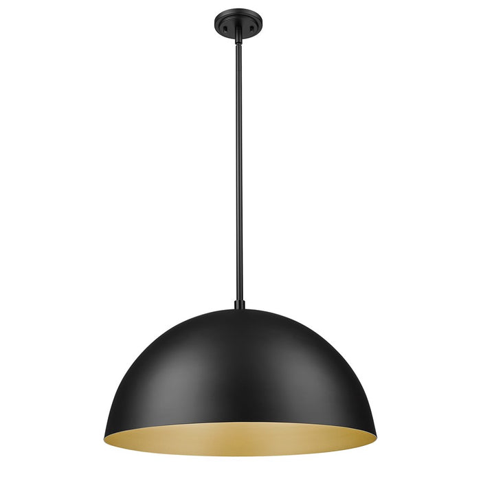 Z-Lite Vega 3 Light 24" Pendant, Matte Black/Matte Black/Gold
