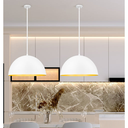 Z-Lite Vega 3 Light 24" Pendant, Matte White/Matte White/Gold