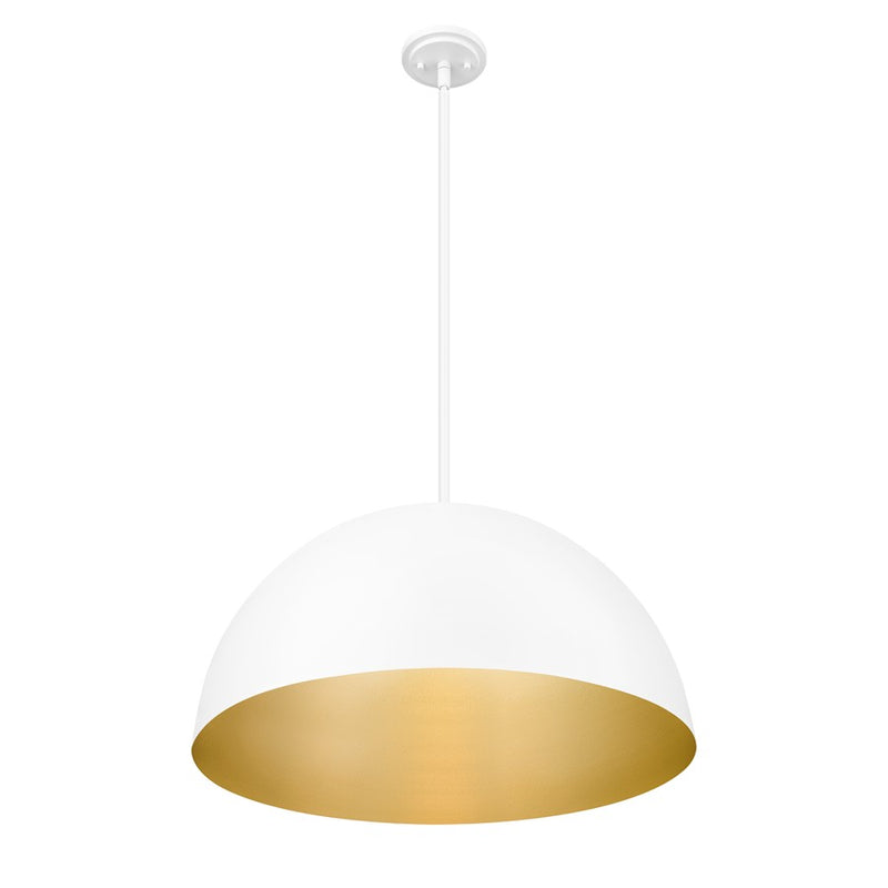 Z-Lite Vega 3 Light 24" Pendant, Matte White/Matte White/Gold