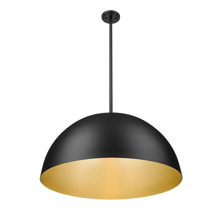 Z-Lite Vega 3 Light 32" Pendant, Matte Black/Matte Black/Gold