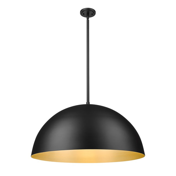 Z-Lite Vega 3 Light 32" Pendant, Matte Black/Matte Black/Gold
