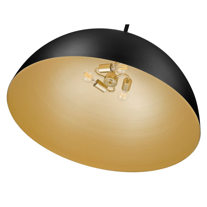 Z-Lite Vega 3 Light 32" Pendant, Matte Black/Matte Black/Gold
