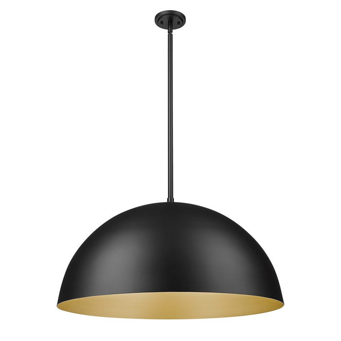 Z-Lite Vega 3 Light 32" Pendant, Matte Black/Matte Black/Gold