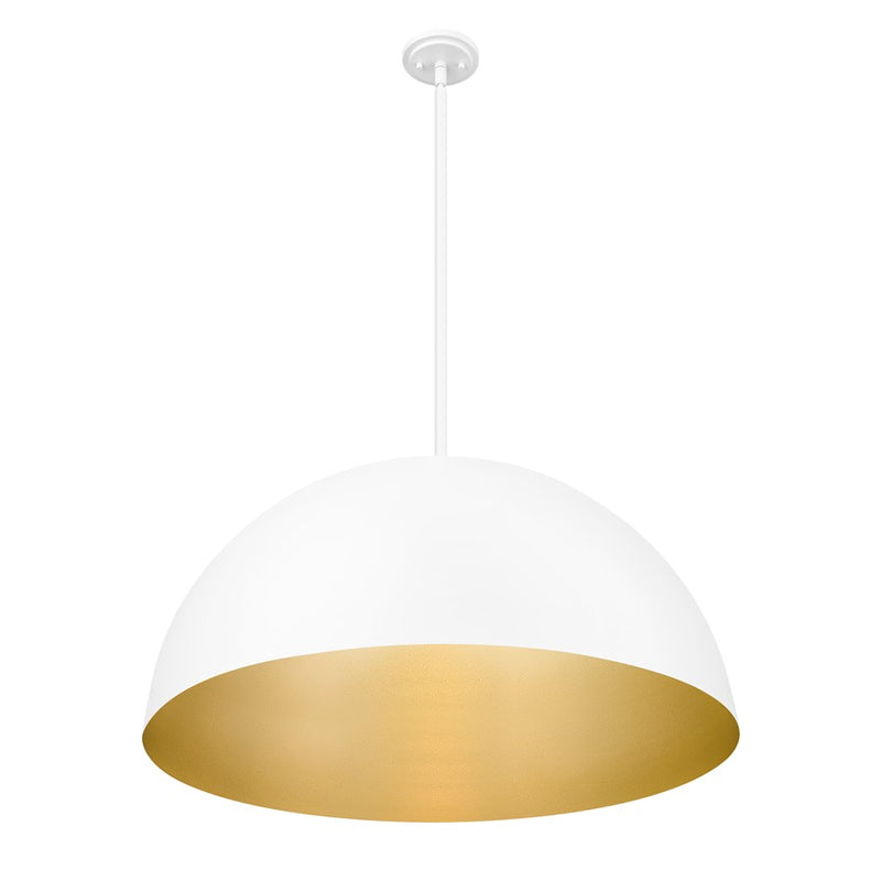 Z-Lite Vega 3 Light 32" Pendant, Matte White/Matte White/Gold