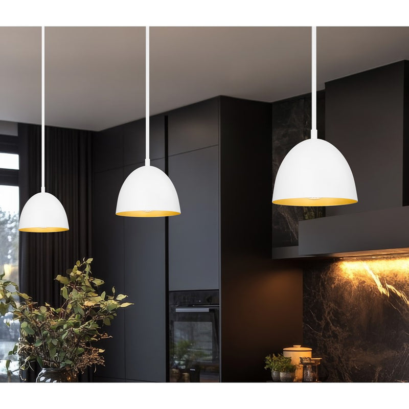 Z-Lite Vega 1 Light 8" Pendant, Matte White/Matte White/Gold