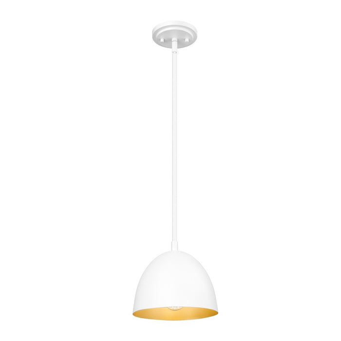 Z-Lite Vega 1 Light 8" Pendant, Matte White/Matte White/Gold