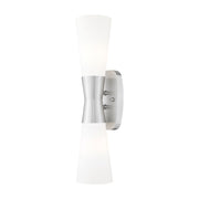 Z-Lite Emrys 2 Light 18" Wall Sconce, Brushed Nickel/White Opal - 4504-2S-BN