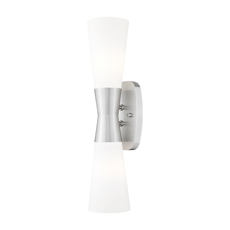 Z-Lite Emrys 2 Light 18" Wall Sconce, Brushed Nickel/White Opal - 4504-2S-BN