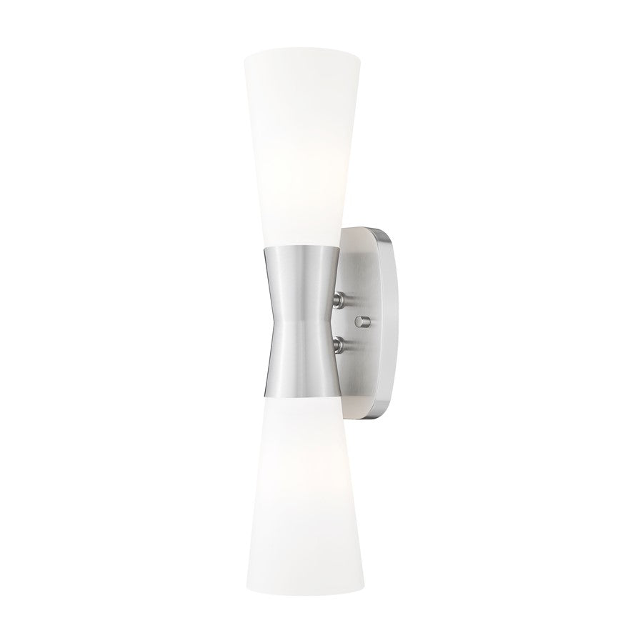 Z-Lite Emrys 2 Light 18" Wall Sconce, Brushed Nickel/White Opal - 4504-2S-BN